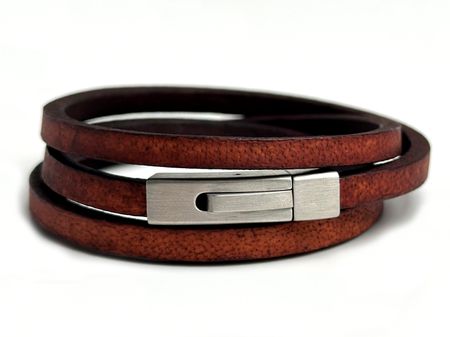 Skórzana bransoletka męska  Argento - brązowa